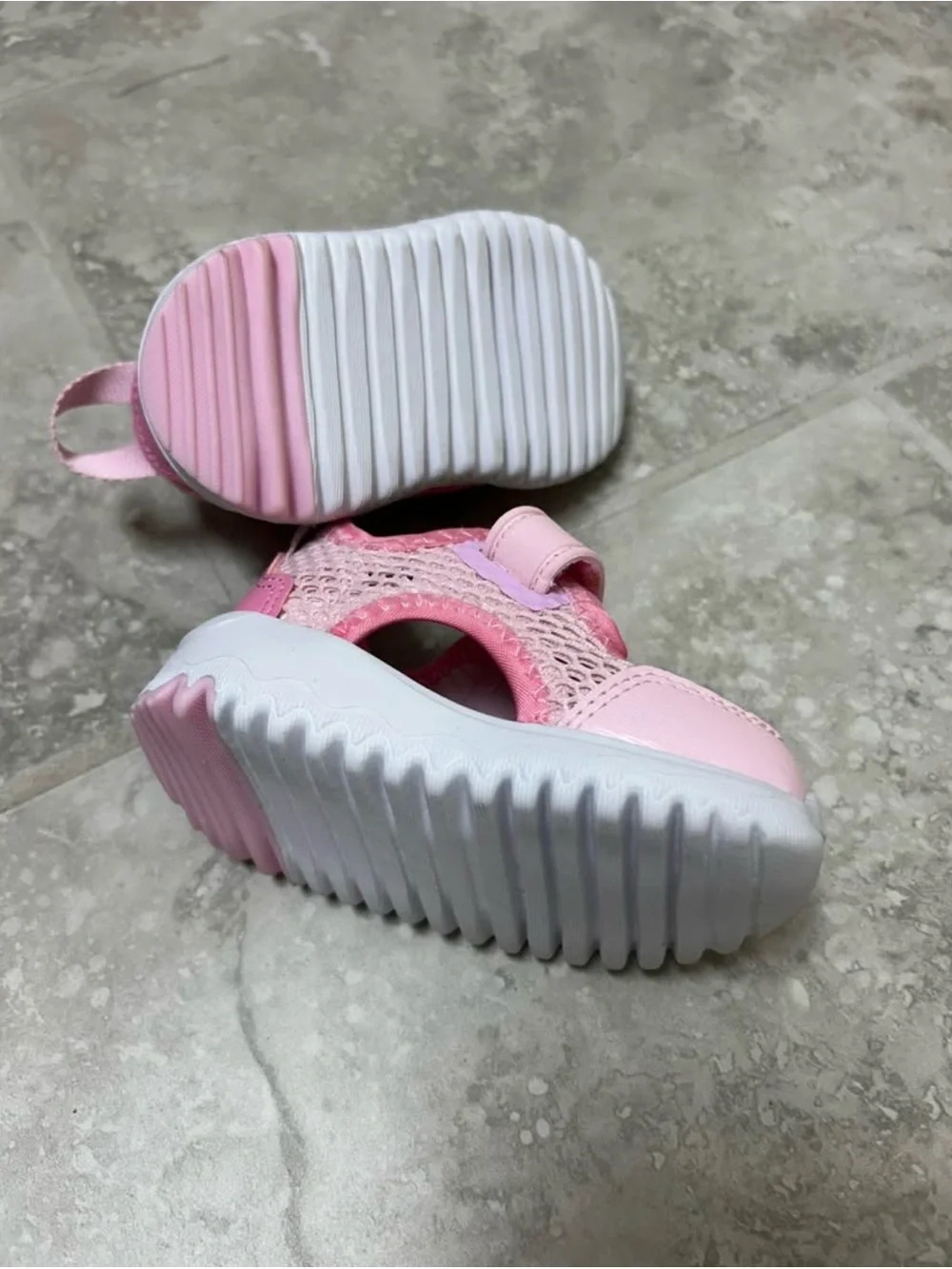 Adidas Girls Pink Mesh Hook-and-Loop Water Shoes